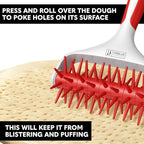 Orblue Pizza Dough Docker, Pastry Roller with Spikes, Pizza Docking Tool for Home & Commercial Kitchen - Pizza Making Accessories that Prevent Dough from Blistering, Red