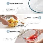 5pc Glass Mixing Bowls Sets (4.65QT, 2.80QT, 1.64QT, 1.16QT, 0.85QT), Glass Nesting Kitchen Thick Bowl for Baking, Cooking Prep, Storage, Large Salad Bowls Sets-Dishwasher Microwave Freezer Safe