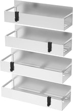 HuggieGems 4 Pack Magnetic Spice Storage Rack Organizer for Refrigerator and Oven, Silver Fridge Organizers and Storage