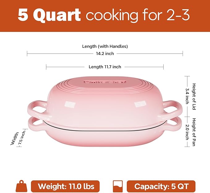 Enameled Cast Iron Sourdough Bread Oven, Dutch Oven for Bread Baking, - incl. Sourdough Bread-Baking Supplies like Banneton Bread-Proofing Basket - 5QT Loaf Cast Iron Bread Pan-Making Kit Pan, Pot, Sour Sough Tools, Lame (Pink)