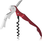 True Truetap Double Hinged Waiter's Corkscrew Wine Opener, Stainless Steel Wine Bottle Opener with Built In Foil Cutter, Home Bar Tools, Bar Cart Accessories, Wedding Gifts, Set of 1, Metallic Red
