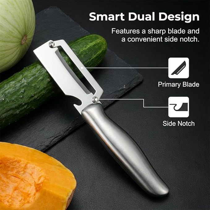 Multi-Functional Vegetable Peeler for Kitchen, 2026 New Vegetable Peeler with Wooden Handle and Bottle Opener, 2 in 1 Stainless Steel Kitchen Tool for Fruit Apple Potato Pumpkin Slicer (brown, 1PCS)