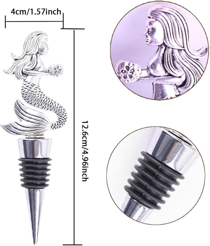 Zinc Alloy Animal Bar Liquor Bottle Pourer Liquor Pour Spout Sdjdhej 2Pcs Mermaid Head Bottle Tipping Nozzle Silicone Stoppers for Christmas and Halloween Decorations (mermaid)