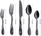Black Silverware Set for 6, 30-Piece Stainless Steel Flatware Set, Shiny Black Metal Cutlery Set, Include Fork, Knife and Spoon Set, Dishwasher Safe