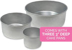 Aunt Shannon's Kitchen Tall Round Cake Pans - 4 Inch, 6 Inch, 8 Cake Pan Set for 3 Tiered Aluminum Pans Sets for Baking Wedding,Birthday Cakes,Leak Proof & Straight Side, Non-toxic & Dishwasher Safe