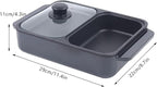 CNCEST 2 in 1 Portable Electric Hot Pot Barbecue Grill Non-Stick Teppanyaki Pan 110V Indoor Hotpot Grill Korean BBQ Combo (Black)