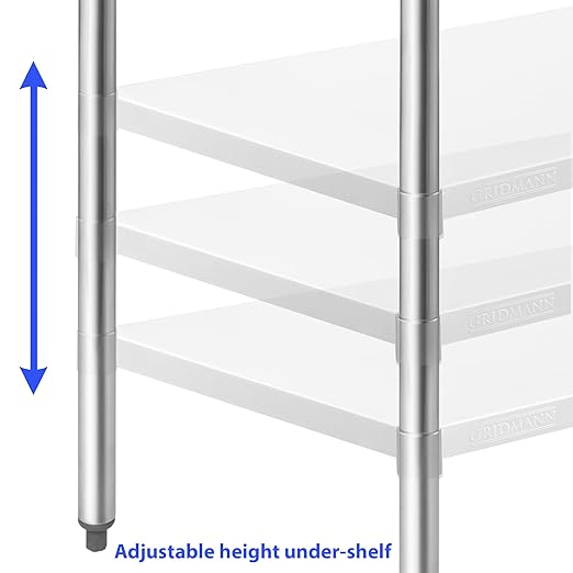 GRIDMANN Stainless Steel Kitchen Prep Table 48 x 24 Inches with Backsplash & Under Shelf, NSF Commercial Work Table for Restaurant and Home