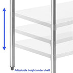 GRIDMANN Stainless Steel Kitchen Prep Table 72 x 30 Inches with Backsplash & Under Shelf, NSF Commercial Work Table for Restaurant and Home