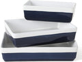 MARTHA STEWART 3-Piece Oven to Table Stoneware Bakeware Set – Baking Dish & Casserole Set – Cobalt Blue – Durable Oven-Safe Bakeware for Baking and Serving