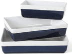 MARTHA STEWART 3-Piece Oven to Table Stoneware Bakeware Set – Baking Dish & Casserole Set – Cobalt Blue – Durable Oven-Safe Bakeware for Baking and Serving
