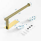 ASTOFLI Paper Towel Holder Under Cabinet No Drilling, Self Adhesive Paper Towel Holder Wall Mount for Kitchen Rack, Under Counter Napin Holder No Drill, RV, 304 Stainless Steel, Gold Brass