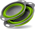 Collapsible Colander Set,Premium Food Grade Silicone Folding Strainers with Handles Space Saving Colanders for Draining Pasta,Vegetables & Fruits,Ideal for Kitchen & Travel (2pc)
