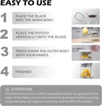 4-in-1 French Fry Cutter Potato Slicer with Container Manual Vegetable Chopper with 4 Blades Potato Cutter for Fries Apple Slicer & Onion Dicer