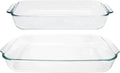 Pyrex Basics Clear Glass Oblong Baking Dish Set, 2-Piece Value Pack (3-Quart & 2-Quart) - Oven, Microwave and Dishwasher Safe, Perfect for Casseroles, Deserts, Food Preparations and so much More - Made in USA