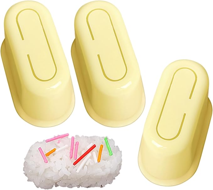 3 Pack Rice Ball Mold, Sushi Mold Diy Sushi Cooking Tools For Japanese Boxed Meal Children Bento,Kitchen Tools Sushi Plates Rice Ball Mold Non Stick Sushi Rice Making Kit (Yellow, Warship)