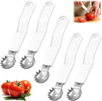 5 Pcs Tomato Corer Tool Strawberry Huller Stem Remover, Handle with hole, Stainless Steel, Fruit Corer Tool for Tomato Strawberry (White)