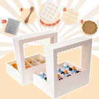 qiqee 12 Cupcake Boxes with Window 16-Packs White Cupcake Box 13"x10"x3.5" Cupcakes Carrier, 12 Cupcake Containers