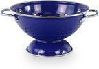 Reston Lloyd, 1 Quart Powder Coated Steel Kitchen Strainer Basket for draining Pasta, Vegetable and Fruit, Chrome Handles and Wide Stable Base, Indigo