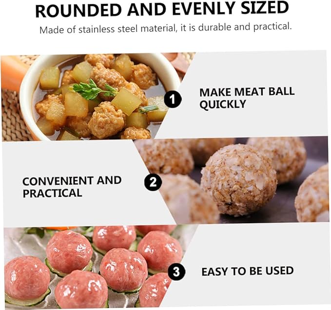 Stainless Steel Meatball Maker 3-Piece Set Kitchen Gadget Meatball Scoop Tool for Easy Food Preparation for Home Cooking and Fish Ball Making