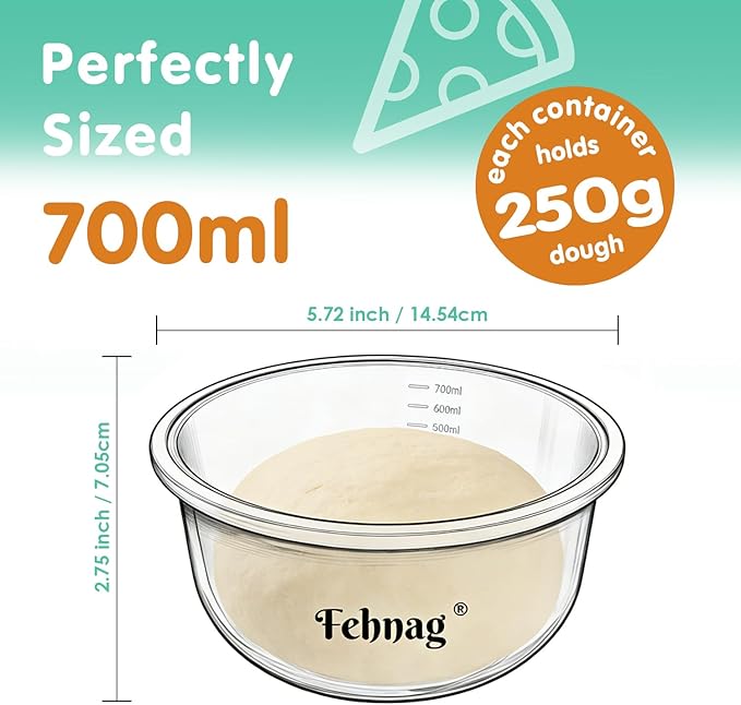 4Pcs Stackable Silicone Pizza Dough Proofing Containers with Lids,Pizza Dough Proofing Box | Make 12" Pizzas 700ml(4Pcs Beige)