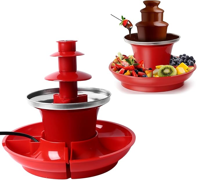 3 Tier Electric Chocolate Sauce Fountain,Melting Machine Chocolate Sauce Fondue Fountain Set,Detachable Mini Chocolate Chocolate Fondue for Party Games Night Christmas Halloween