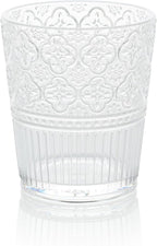 Victoria Clear Set of 6 Premium Acrylic DOF Glass 16 oz – Unbreakable Drinkware with Elegant Embossed Design, Perfect for Indoor & Outdoor Use