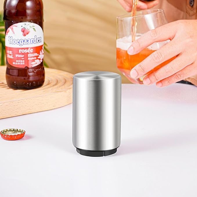 2PCS Premium Beer Bottle Opener, Automatic Stainless Steel Quick Pop the Top Can Openers Bottle Openers for Seniors,QUICK Fun Bartender Openning Tool for Corkscrew Lid Home Bars Kitchen