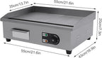Commercial Flat Top Grill, 22" Extra Large Commercial Electric Griddle, 1600W high working power Tabletop Flat Top Grill Indoor for BBQ Pancake Chicken, Adjustable Temperature 122℉-572℉
