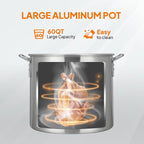 ROVSUN 60QT Turkey Fryer with Aluminum Boiler Steamer Basket & 150,000BTU Propane Burner, Outdoor Gas Deep Fryer & Seafood Crawfish Boil Pot Set with High Pressure Propane Regulator and Hose