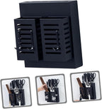 Stainless Steel Kitchen Cutlery Holder Wall Mounted Utensil Shelf with Hooks Multifunctional Storage Rack for Kitchen Utensils and Knives Black