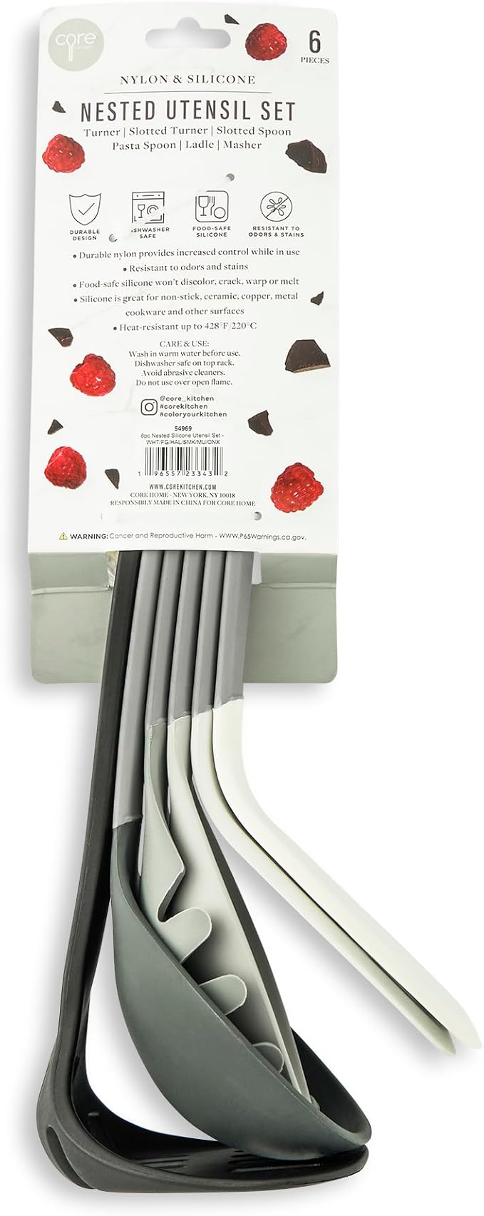Core Kitchen Nested Silicone Utensils 6-Piece Set