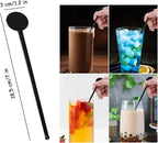 200Pcs Cocktail Swizzle Sticks, 7 Inches Disposible Plastic Disc Top Drink Stirrers Black Drinks Mixing Rod for Coffee Milk Cocktail Whiskey Beverage Bar (Black)