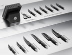 Knife Set - 15 PCS Kitchen Knife Set with Built-in Knife Sharpener Block - Stainless Steel Knife Block Set - Dishwasher Safe, Elegant Box for Men Women, White