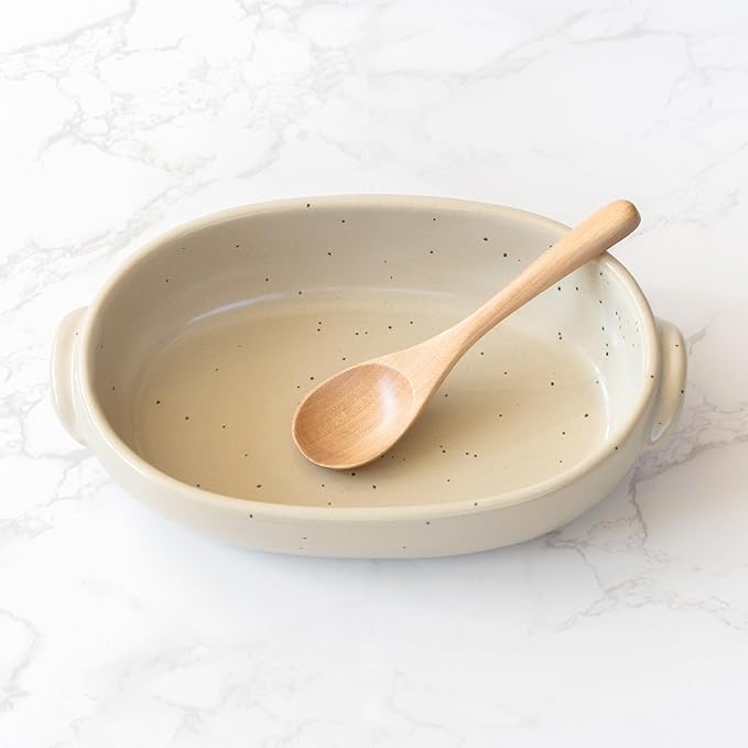 Banko Ware Au Gratin Dish for One Person Diameter 9.4 inches (24 cm), Heat Resistant, Pottery, Oven Safe, Direct Fire, Microwave and Dishwasher Safe, Beige, Made in Japan