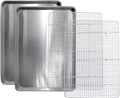 Commercial Quality 2 Pack Cookie Sheet and 2 Pack Rack - Aluminum Half Sheet Baking Pan and Stainless Steel Cooling Rack Set 13x18 Rust & Warp Resistant, Heavy Duty