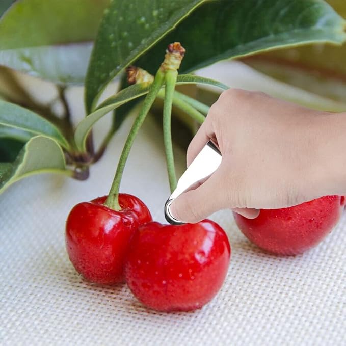 2 Pcs Stainless Steel Strawberry Huller Fruit Stem Remover Home Kitchen Tools for Cherry Tomato, Fruit Vegetable Tools, Silver, 2.8 * 1