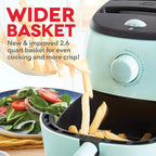 Dash Tasti-Crisp™ Air Fryer - AirCrisp® Technology - Compact Design with Adjustable Temperature Control - Nonstick Fry Basket & Auto Shut-Off Feature - 2.6 Quarts - Aqua