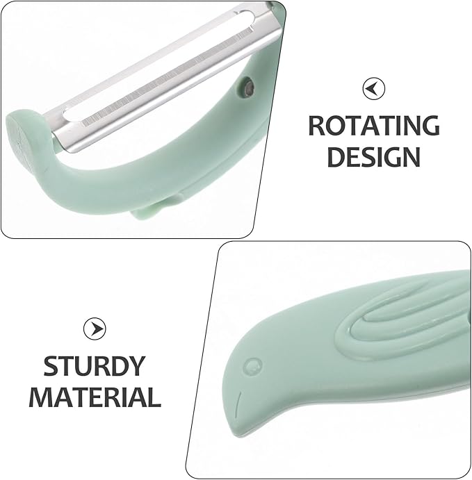 Abaodam 3pcs Rotating Multi-function Vegetable Fruit Peeler Set with Stainless Steel Blades for Peeling Slicing and Grating Kitchen Use in Khaki Blue and Green
