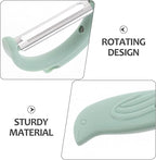Abaodam 3pcs Rotating Multi-function Vegetable Fruit Peeler Set with Stainless Steel Blades for Peeling Slicing and Grating Kitchen Use in Khaki Blue and Green