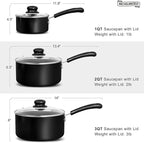 MICHELANGELO Nonstick Saucepan with Lid, Ceramic Sauce Pan Sets, Easy to Clean Sauce Pans, Multi-Purpose Cooking Pots, 2QT, Black