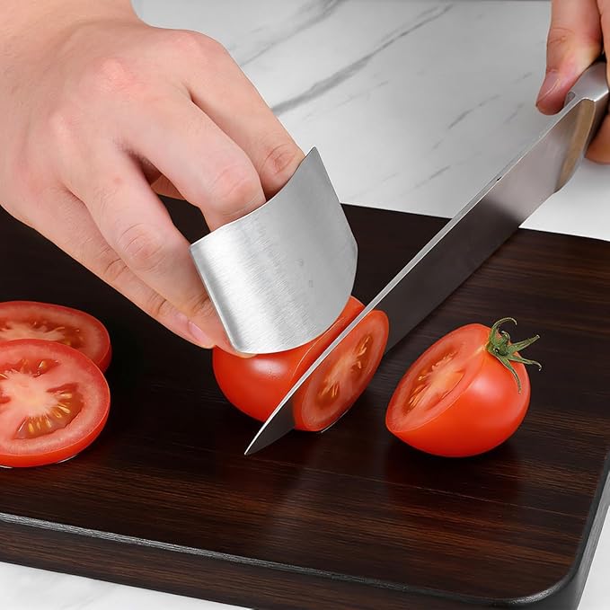 SEWACC 3pcs Finger Guards for Cutting Food Stainless Steel Finger Protectors for Kitchen Cutting Tools Vegetable Cutting