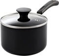 Cook N Home Nonstick Sauce Pan with Glass Lid 2-Qt, Multi-purpose Pot Saucepan Kitchenware, Black, Aluminum