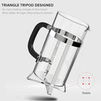 QUQIYSO French Press Coffee Maker 304 Stainless Steel French Press with 4 Filter, Heat Resistant Durable, Easy to Clean, Borosilicate Glass Coffee Press, 100% BPA Free Glass Teapot, 21 ounce, Silver