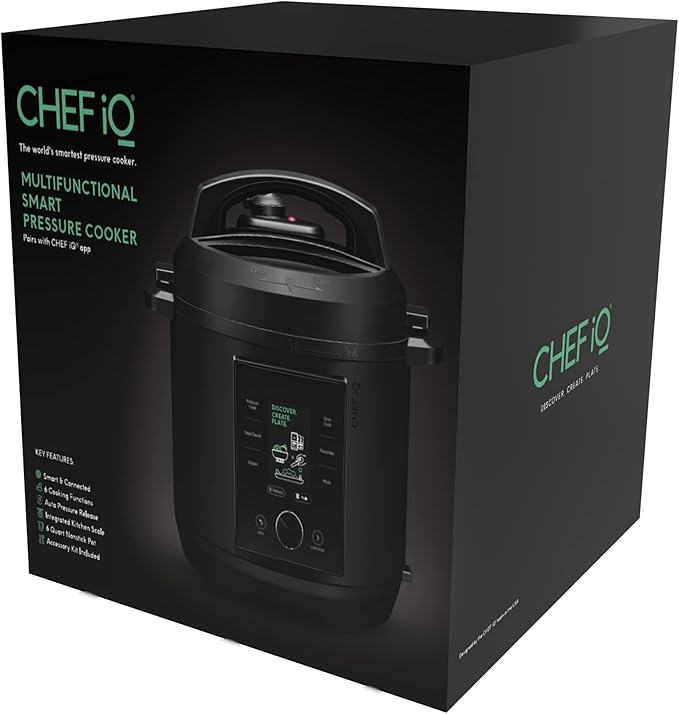 CHEF iQ Smart Pressure Cooker with WiFi and Built-in Scale - Easy-to-Use 10-in-1 Multicooker with 500+ Guided Recipes - Rice Cooker, Slow Cooker, Instant Meals for Foodies - 6 Quart - Family Size