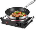 Electric Countertop Single Burner, 1000W Cooktop with Crystal Glass Hot Plate, 5-Level Stepless Temperature Control, Stay Cool Handles, Easy to Clean, Compatible Cooking Stove for Office Home RV
