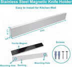 Magnetic Knife Holder for Wall, Knife Magnetic Strip Magnetic Knife Holder for Refrigerator Mount Knife Rack Kitchen Utensil Holder Metal Tool Holder Knife Block Kitchen Organizers Accessories 17 Inch