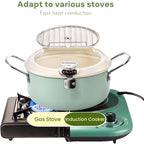 ZOOFOX Deep Fryer Pot with Thermometer, Japanese Frying Pot with Lid and Oil Drain Rack, Non-stick Tempura Fryer Pan for Kitchen French Fries, Chicken, Seafood