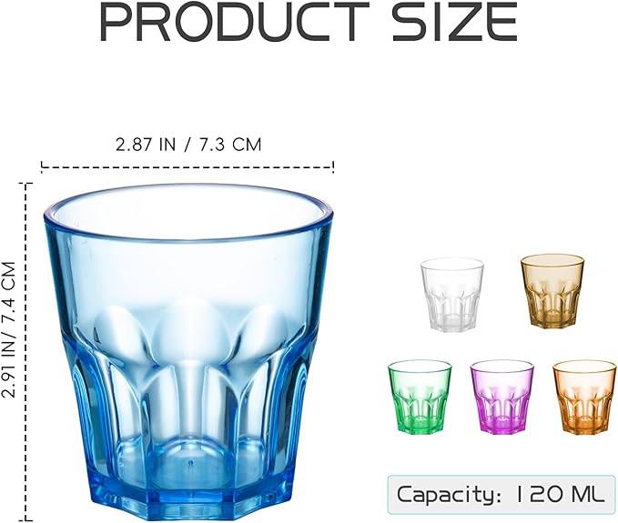 6Pcs Plastic Drinking Glasses, XJMWXHFC Acrylic Glasses Drinkware, Unbreakable Tumblers Drinking Glass, Multi-color Cups Reusable Glassware for Kitchen Cocktail Picnic Party Juice Whiskey Wine (160ml)