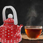 Cabilock Enamel Tea Kettle - Stovetop Teapot with Handle, 1.1 Quart Fast Heating Hot Water Pot for Gas, Induction, Electric, Farmhouse Kitchen Decoration (No Whistling)