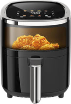 Compact Air Fryer, 9-in-1 with Smart Digital Color TouchScreen Air Fryers, View Window, Air Fry, Roast, Bake,Reheat, Dehydrate, 12 Presets,Dishwasher Safe Basket & Less Oil Nonstick,4.2QT